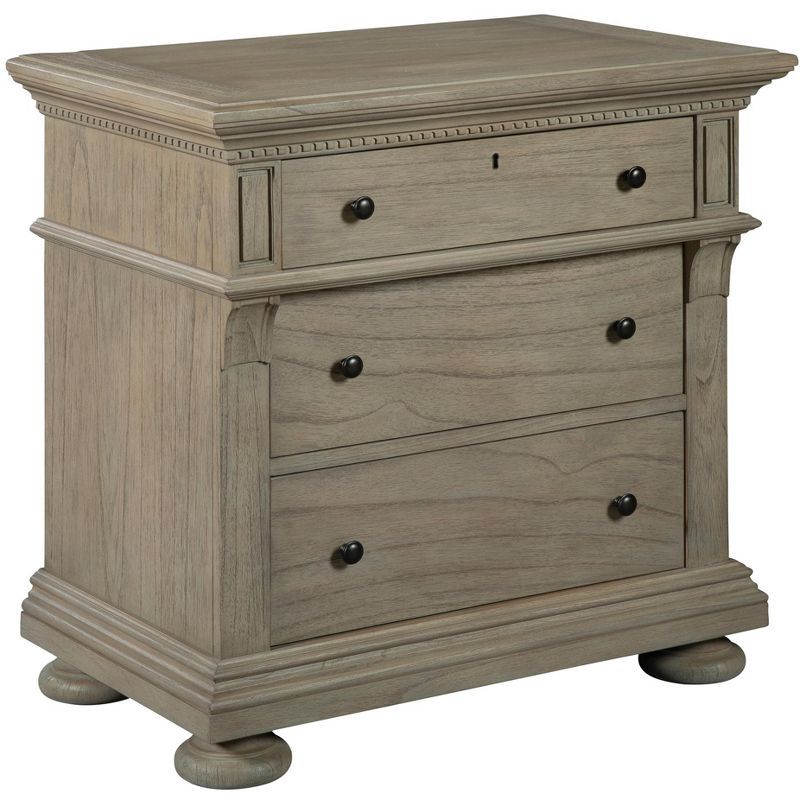 Wellington Driftwood Traditional 3-Drawer Brown Nightstand