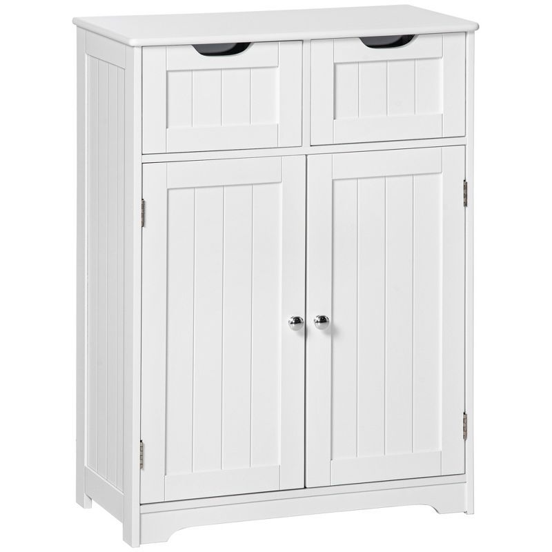 White MDF Freestanding Bathroom Cabinet with Adjustable Shelving