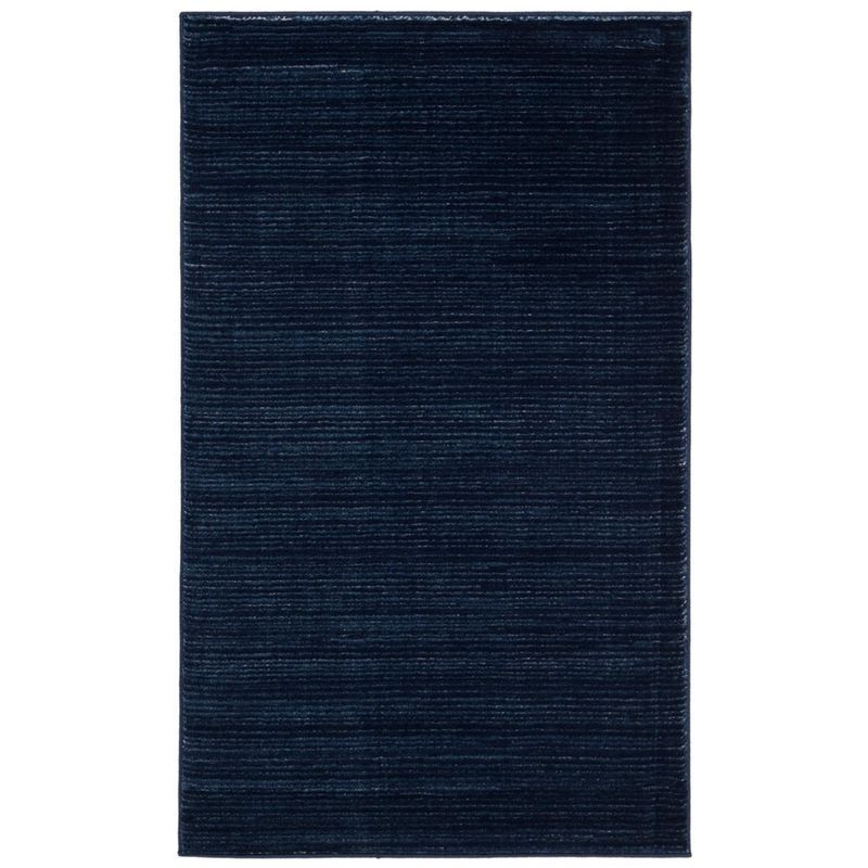 Navy Solid Synthetic Hand-Knotted Rectangular Rug, 3' x 5'