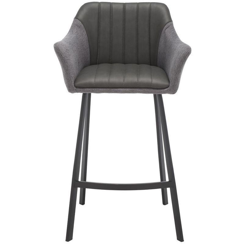 Rodi Gray and Black Leather and Fabric Counter Stool