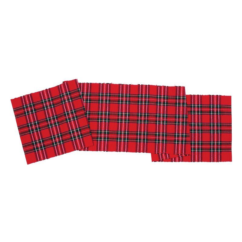 Arlington Red Plaid Cotton Christmas Table Runner