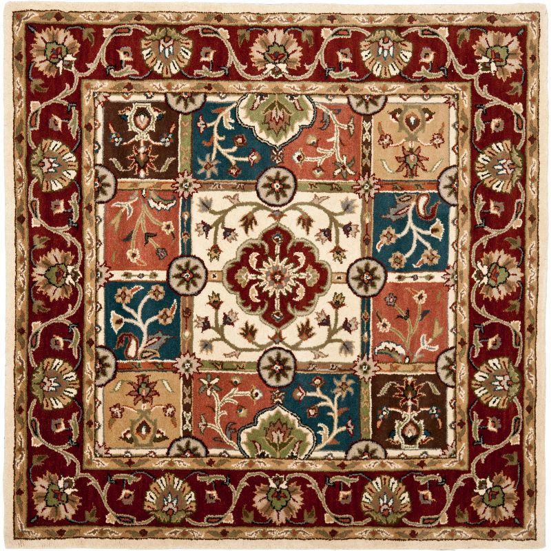 Elegant Heritage 6' Square Hand-Tufted Wool Rug in Multi/Red