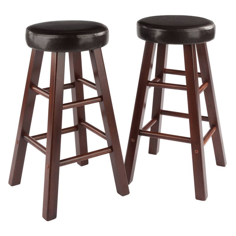 Transitional 25.5" Maria Counter Stool Set in Walnut & Espresso