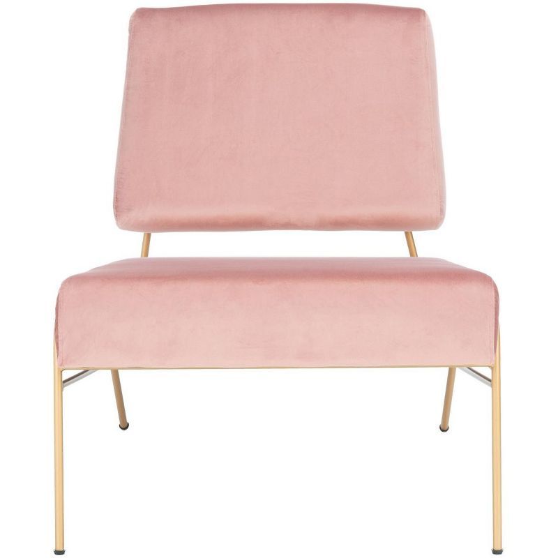 Dusty Rose Velvet and Gold Modern Accent Chair