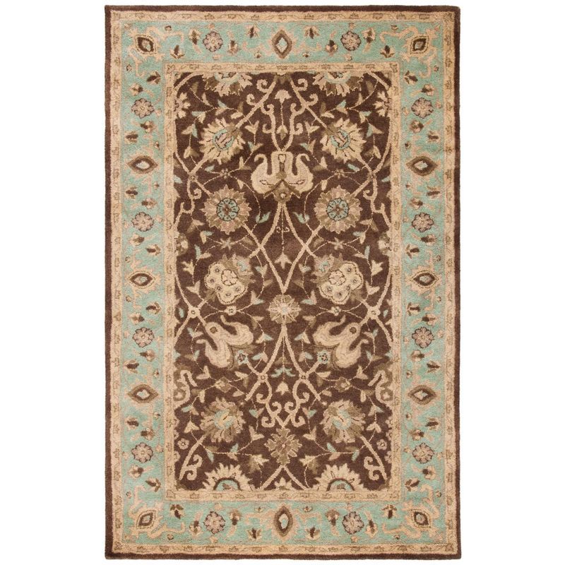 Antiquity 6' x 9' Brown and Green Wool Tufted Rug