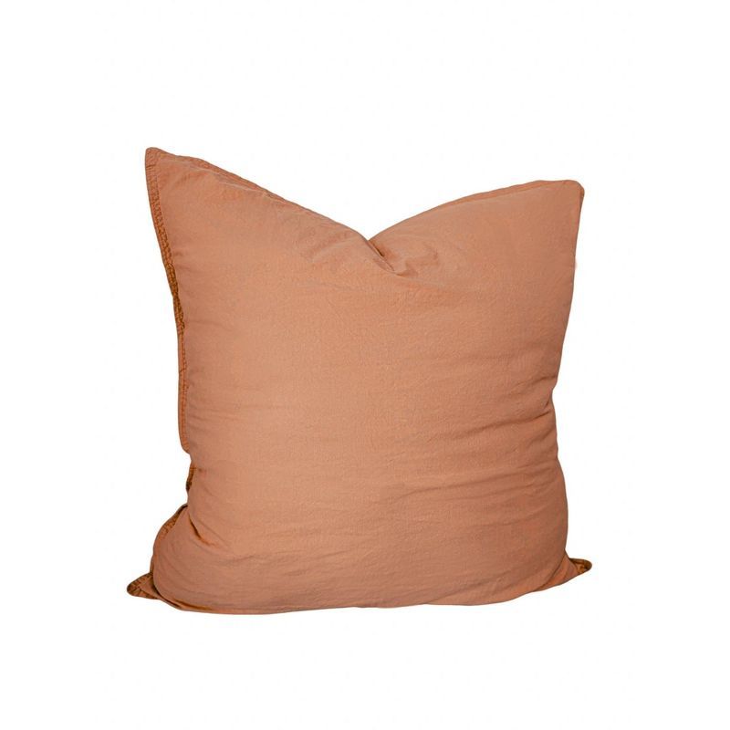 Rustic Orange Stonewashed Cotton Percale Pillow 26x26