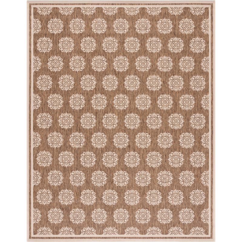 Beige and Cream Rectangular Stain-Resistant Synthetic Area Rug