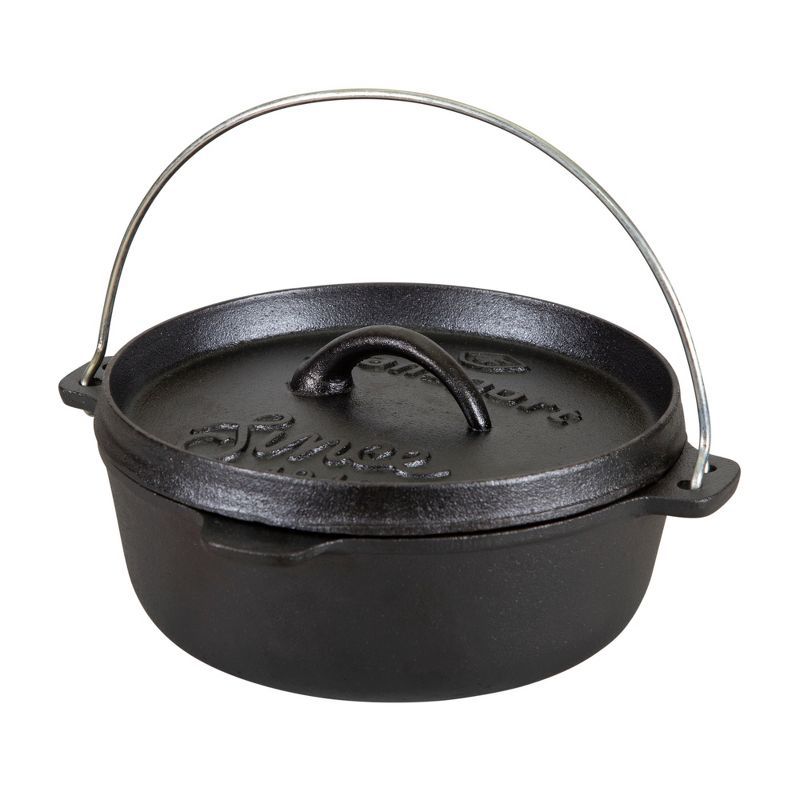 Pre-Seasoned Black Cast Iron 2 QT Dutch Oven with Flat Bottom