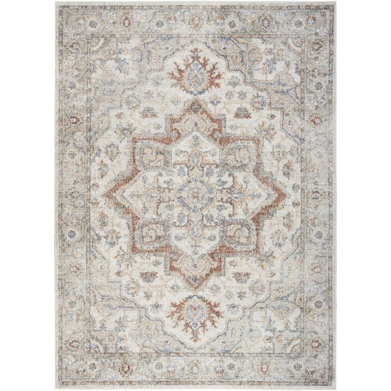 Grey Multicolor Floral Synthetic 4' x 6' Washable Area Rug