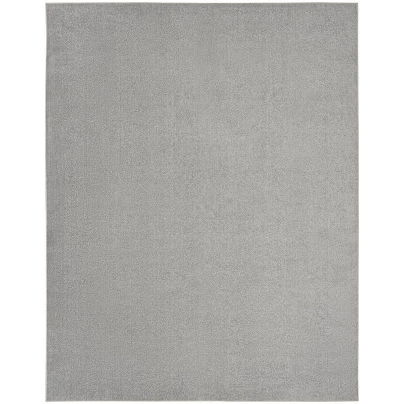 Silver Grey Synthetic 10' x 14' Flat Woven Indoor/Outdoor Rug