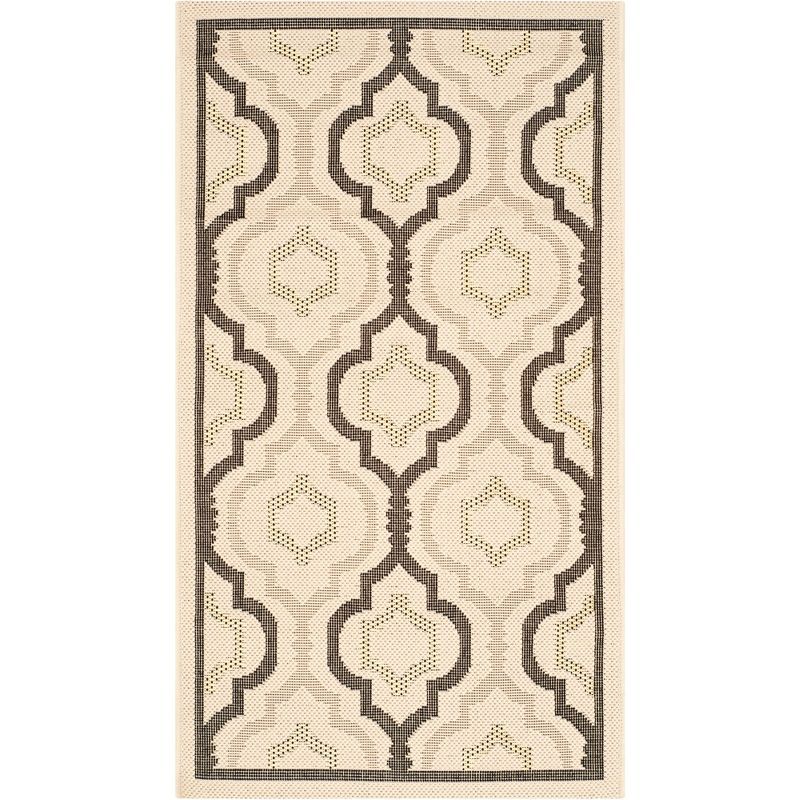 Beige and Black Geometric Indoor/Outdoor Area Rug