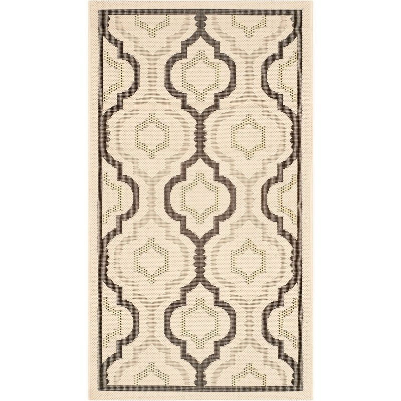 Beige and Black Geometric Indoor/Outdoor Area Rug