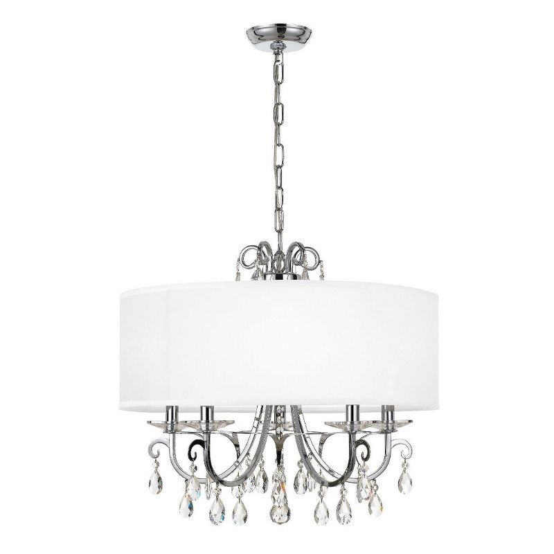 Elegant 5-Light Chandelier in Polished Chrome with Silk Shade