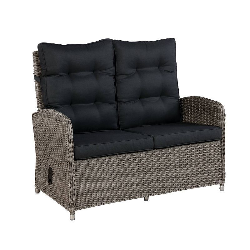 Monaco 48" Gray All-Weather Wicker Outdoor Reclining Bench