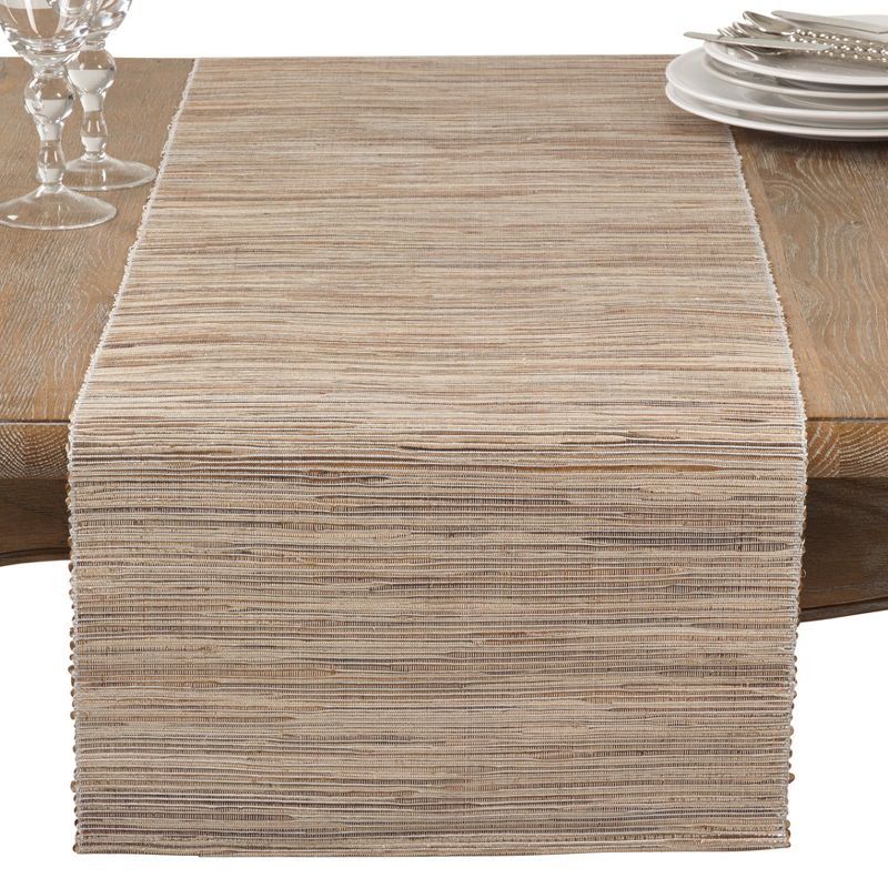 Natural Beige Jute Woven Table Runner with Metallic Shimmer