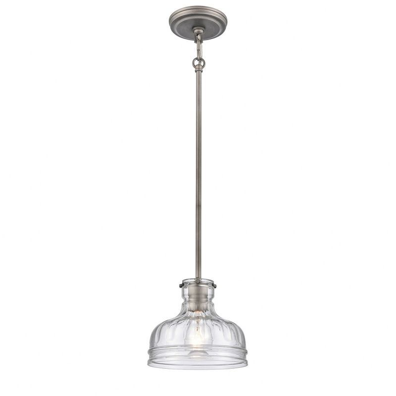 Orinoco Weathered Zinc Mini Pendant with Clear Glass