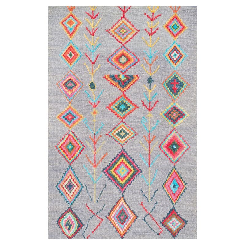 Handmade Gray Wool and Viscose Bohemian Accent Rug, 3' x 5'