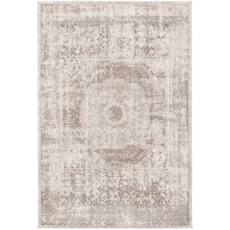 Ivory Rectangular Hand-knotted Synthetic Area Rug 3' x 5'