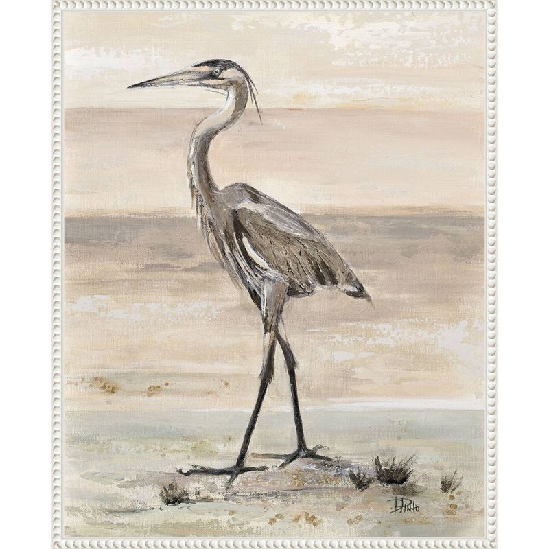 Graceful Egret Beaded Framed Canvas Wall Art