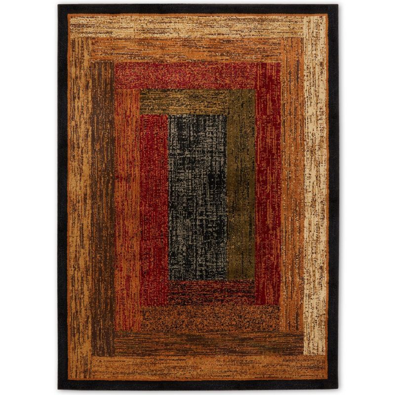 Royalty Vega Black and Earth Tone Geometric Area Rug