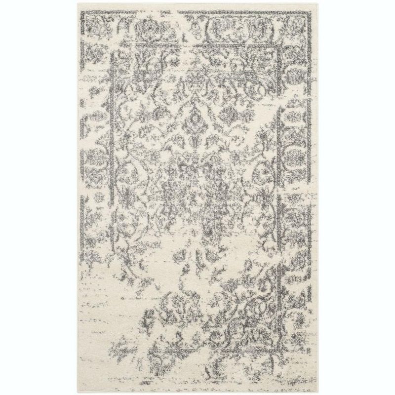 Ivory Floral Reversible Rectangular Synthetic Area Rug, 3' x 5'