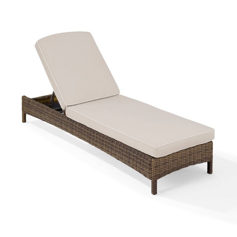 Bradenton Sand and Brown Adjustable Wicker Outdoor Chaise Lounge