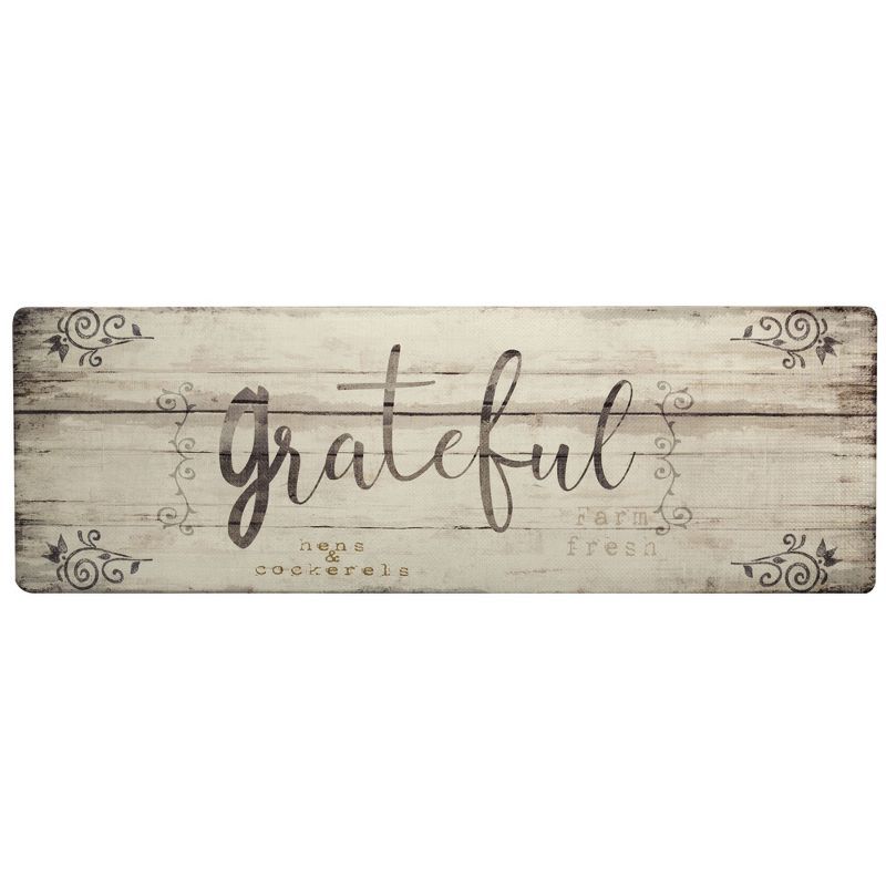 Grateful Rustic Floral Anti-Fatigue Kitchen Mat, 17.5"x55"