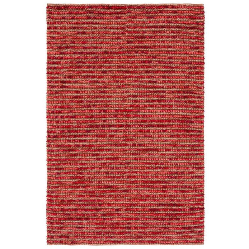 Handmade Red and Multicolor Wool Bohemian Area Rug, 5' x 8'