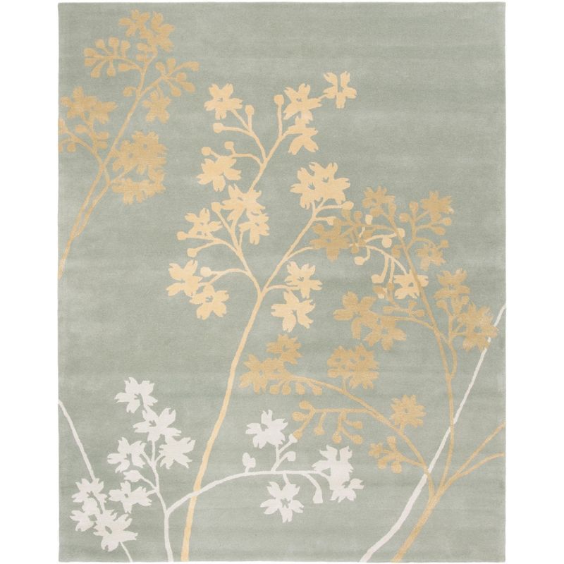 Soho Light Blue and Gold Floral Wool Area Rug