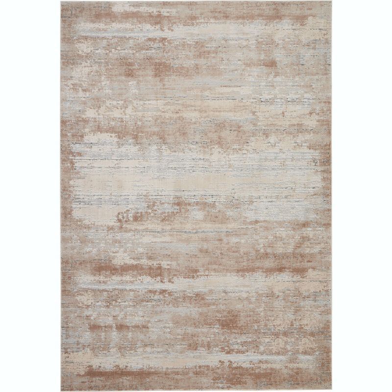Abstract Textured Modern Beige 9'3" x 12'9" Synthetic Area Rug