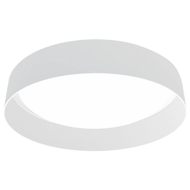 24" Modern Elegance Linen Drum LED Ceiling Light in White