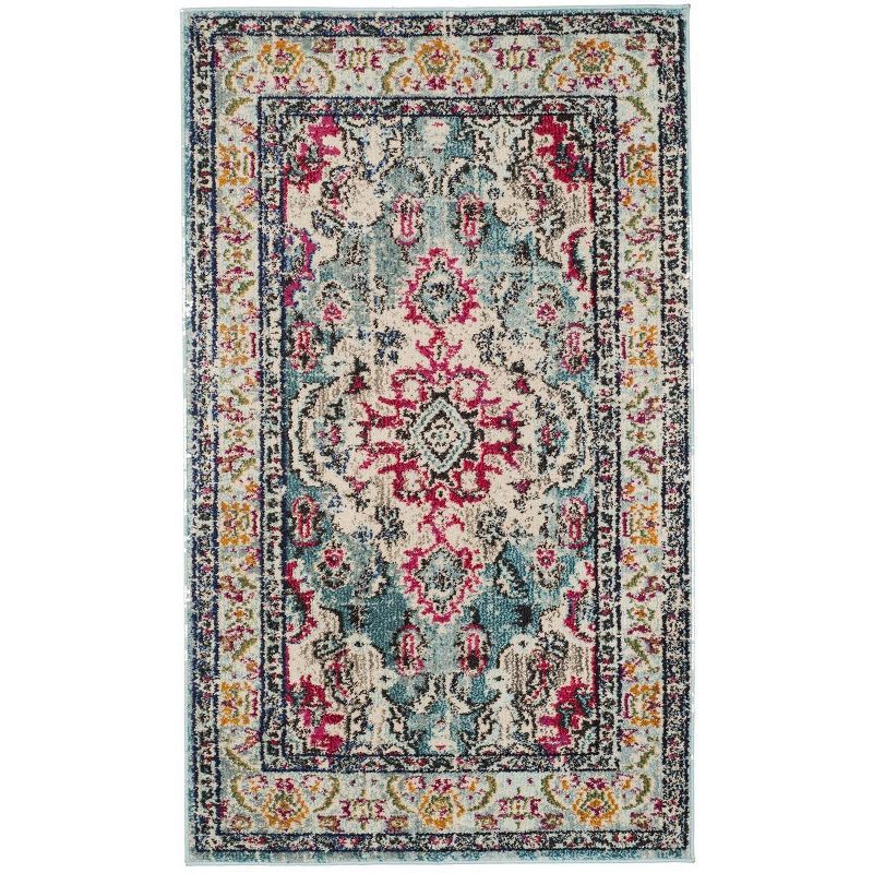 Bohemian Bliss Blue Medallion 36" Easy-Care Synthetic Area Rug