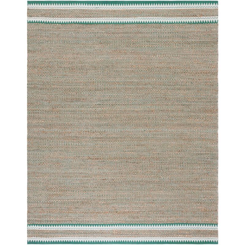 Natural Green Handwoven Geometric Wool Area Rug