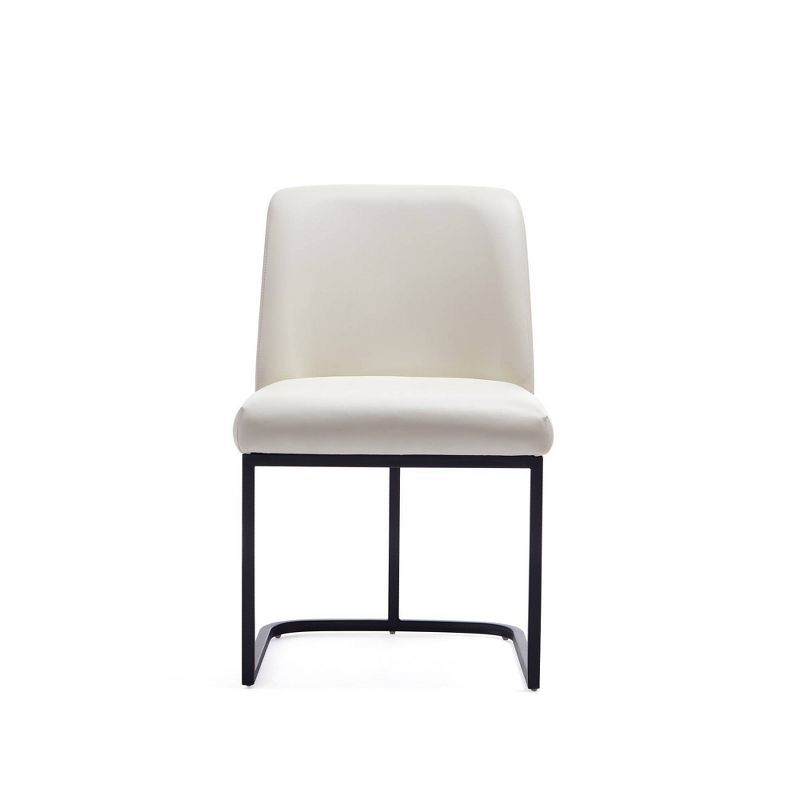 Serena Cream Faux Leather Dining Chair with Metal Base