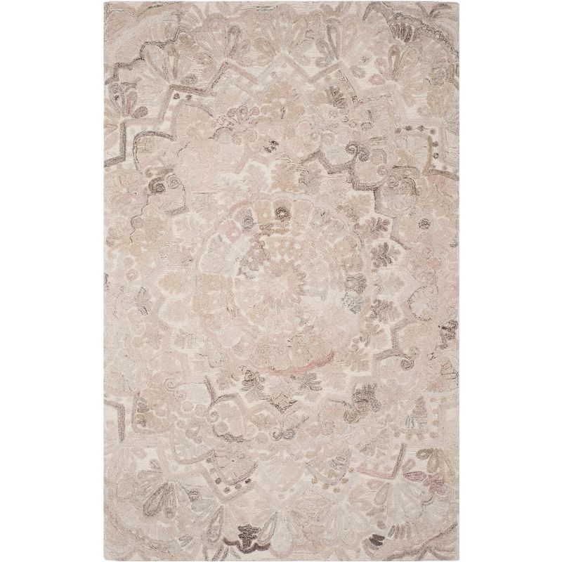 Ivory Rectangular Hand-Tufted Wool Area Rug