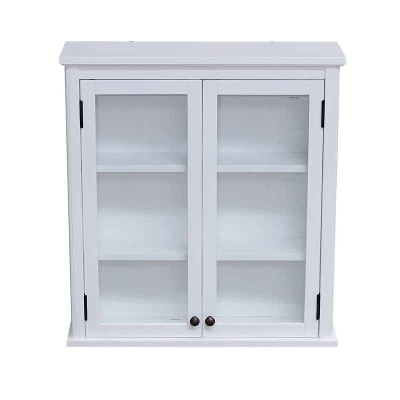 Dorset 27" White Wall Mounted Bath Storage Cabinet with Glass Doors