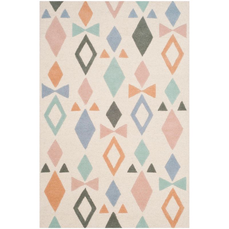 Ivory and Multicolor Hand-Tufted Wool Kids Area Rug