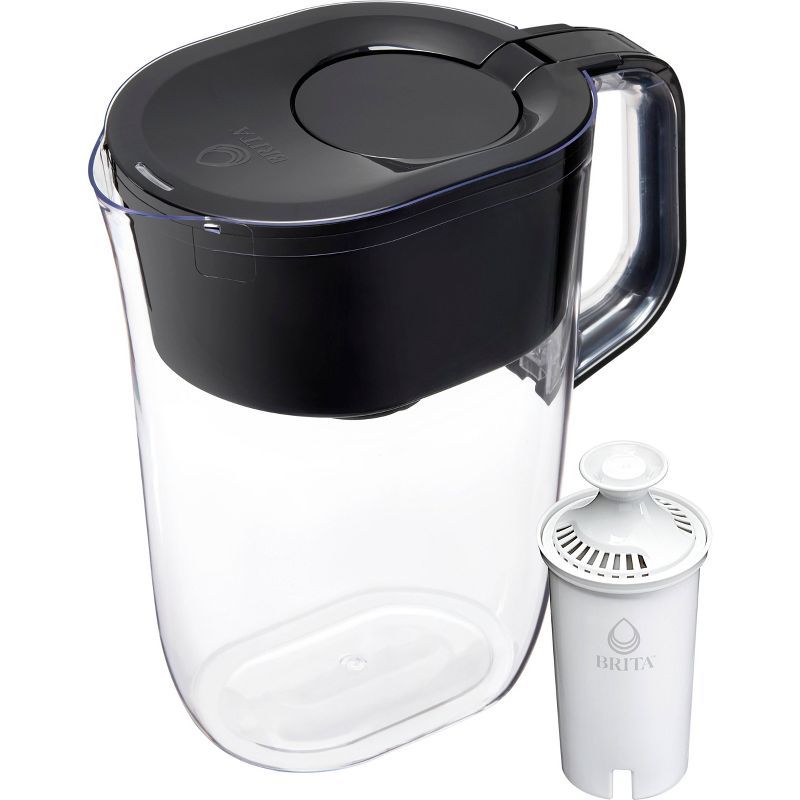 Large Black BPA-Free 10-Cup Water Filter Pitcher with Standard Filter