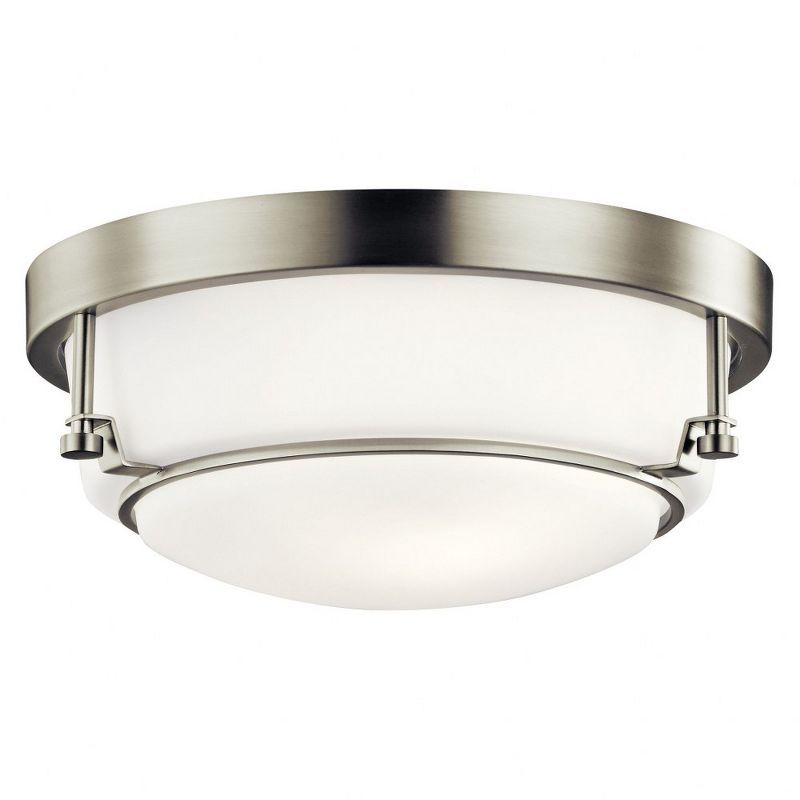 Brushed Nickel 12.5'' Flush Mount Ceiling Light with Glass Shade