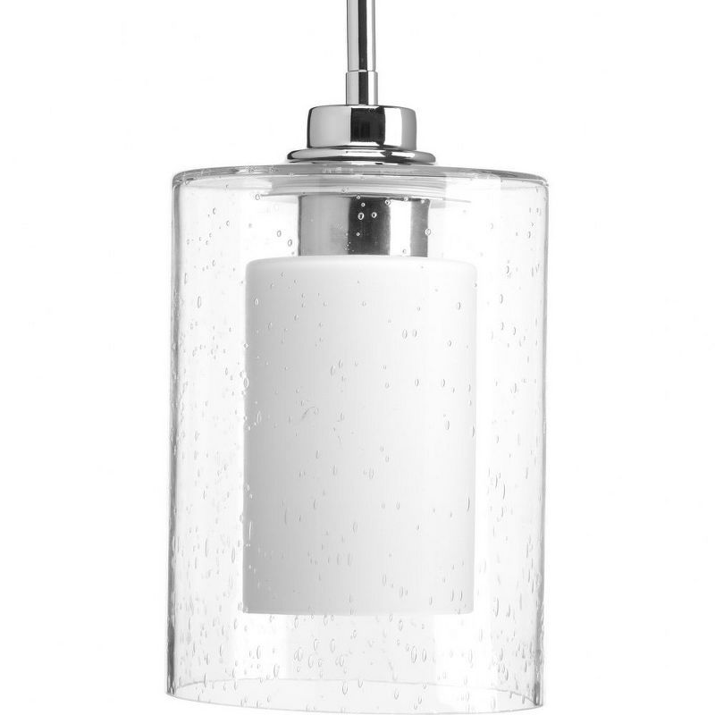 Elegant Polished Chrome Mini-Pendant with Seeded & Etched Glass