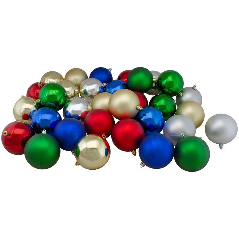 32-Piece Multicolor Shatterproof Plastic Christmas Ball Ornament Set