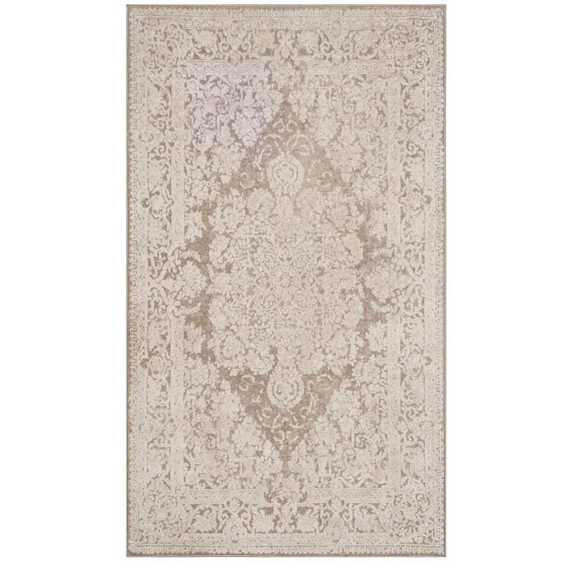 Elegant Reflection 3' x 5' Hand-Knotted Floral Beige/Cream Area Rug