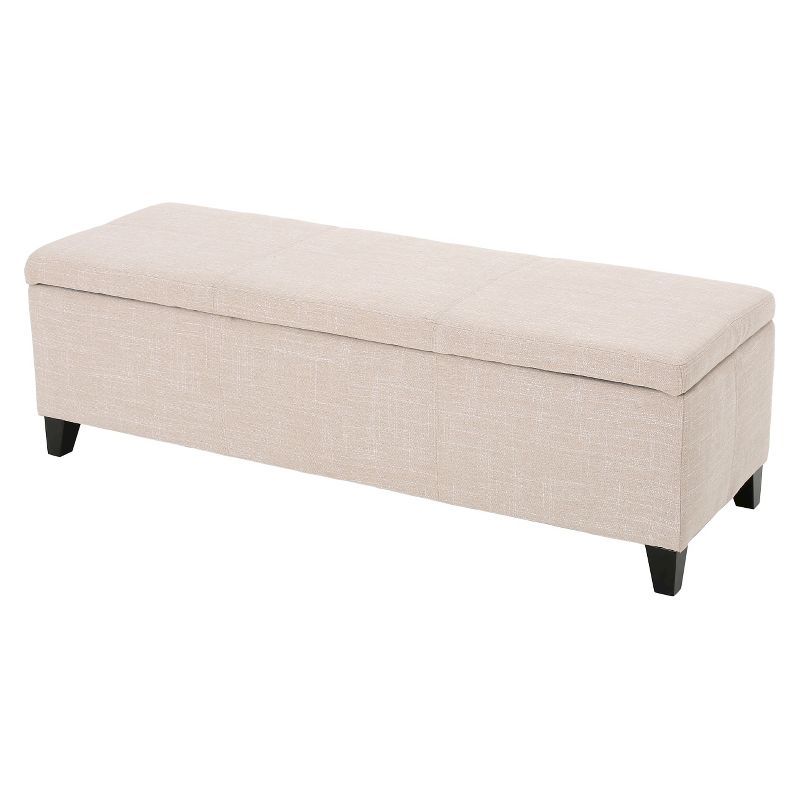 Sarelia Light Beige Fabric Storage Ottoman Bench