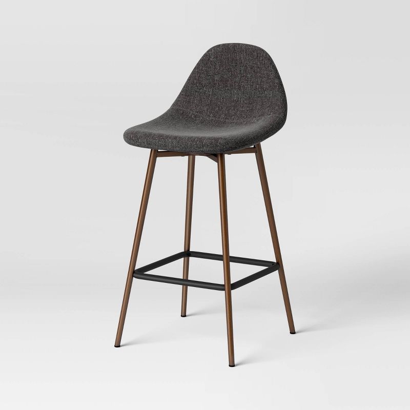 Copley Dark Gray Upholstered Counter Height Barstool with Metal Legs