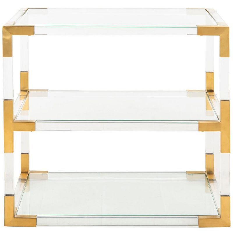 Elegant Gold Rectangular Metal and Glass End Table