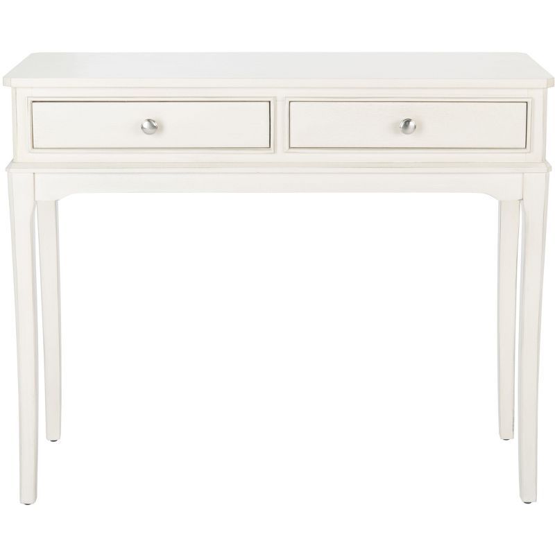 Distressed White French Country 2-Drawer Console Table