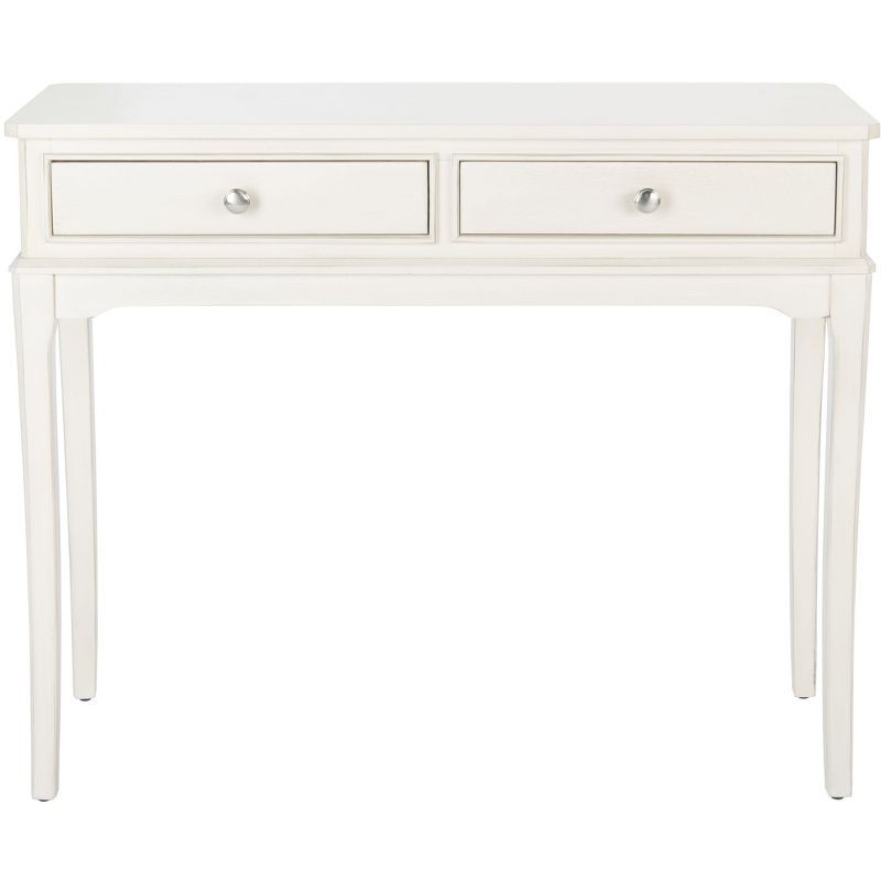 Distressed White French Country 2-Drawer Console Table