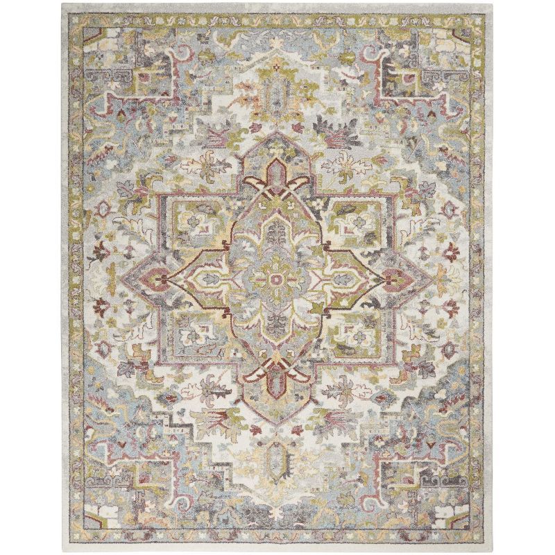 Ivory/Multi 9' x 12' Hand-knotted Synthetic Area Rug