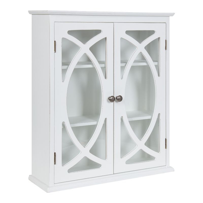 Quinlan 24" White Wood Wall Cabinet with Glass Doors