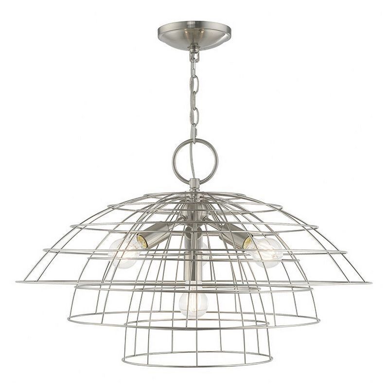 Brooklyn Brushed Nickel 4-Light Steel Cage Chandelier